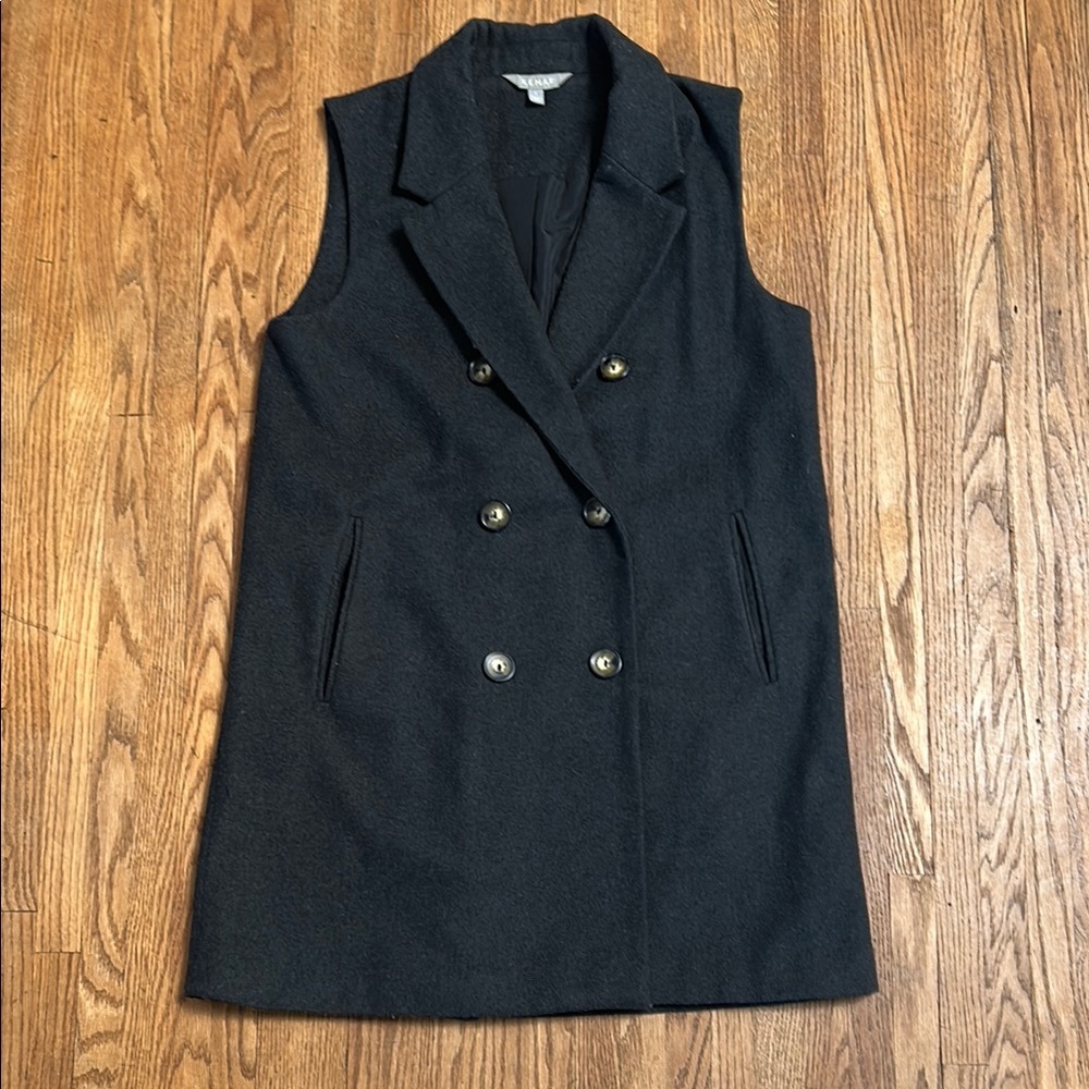 Kenar Charcoal Grey Double-Breasted Vest Size Medium